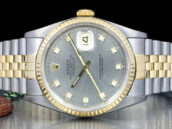 Rolex Datejust 36 Jubilee Bracelet Rhodium Grey Diamonds Dial 16233 